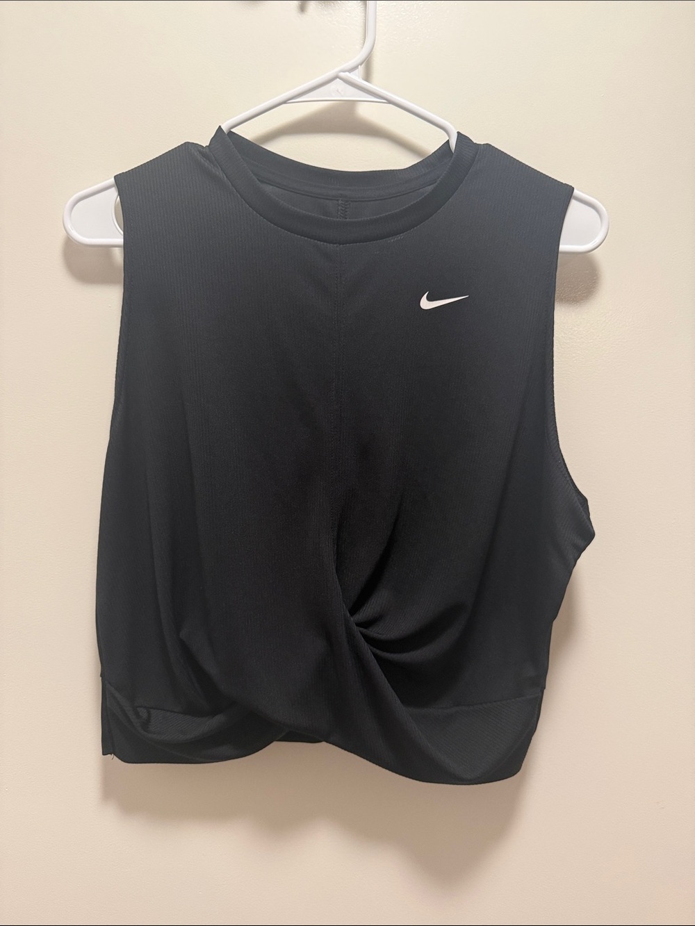 Nike Black Twist-Front Ribbed Sleeveless Tank